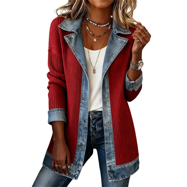 Sandra | Elegant Denim Jacket with Knit Panels