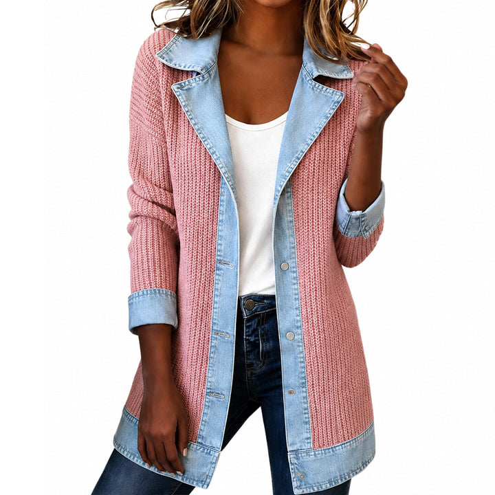 Sandra | Elegant Denim Jacket with Knit Panels