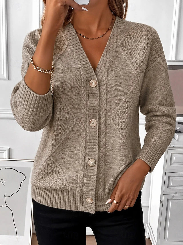 Virginia Vintage Cable Knit Button Cardigan - Camel