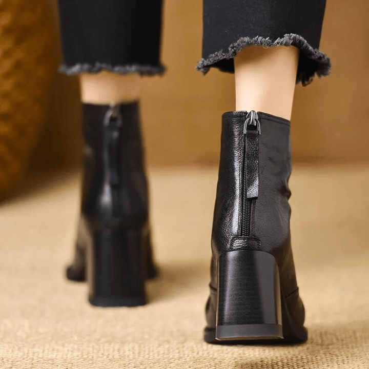Joan | Leather Block Heel Ankle Boot