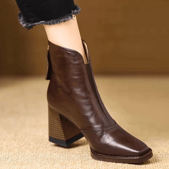 Joan | Leather Block Heel Ankle Boot