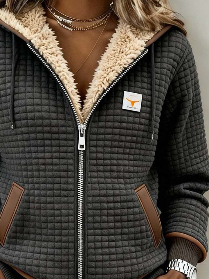 Amy | Sherpa-Lined Quilted Zip-Up Hooded Jacket